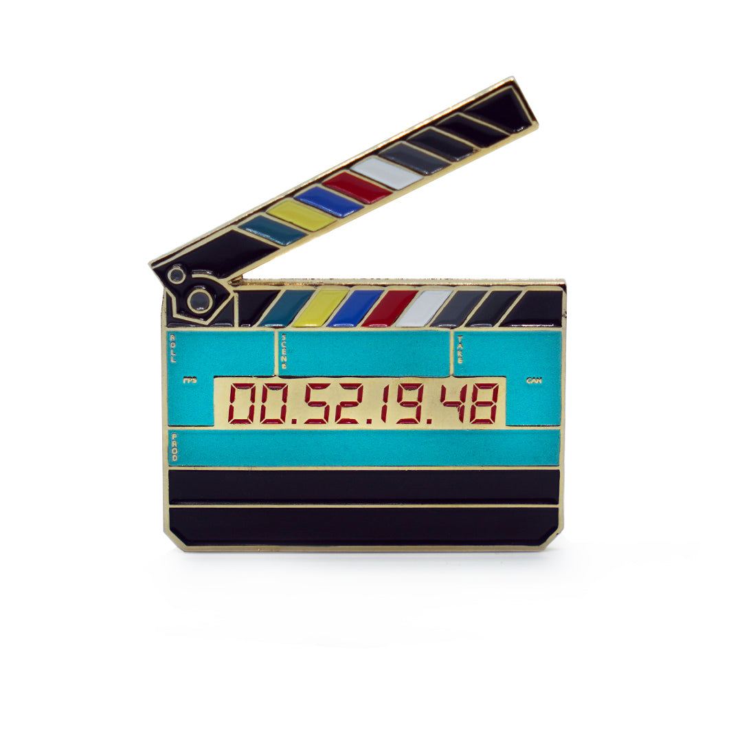 Jumbo Timecode Slate Enamel Pin (Glow in the Dark)